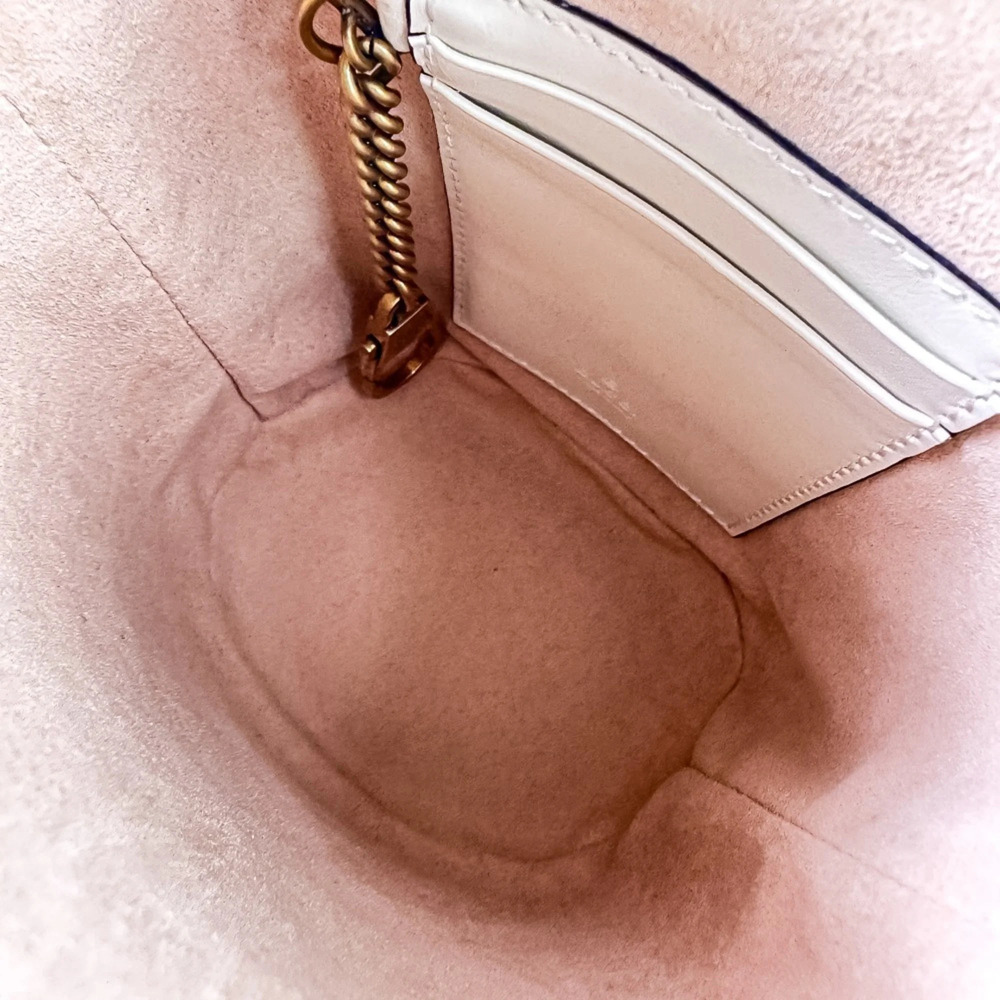 GUCCI Authentic White Leather GG Marmont Shoulder Bag - Picture 11 of 13